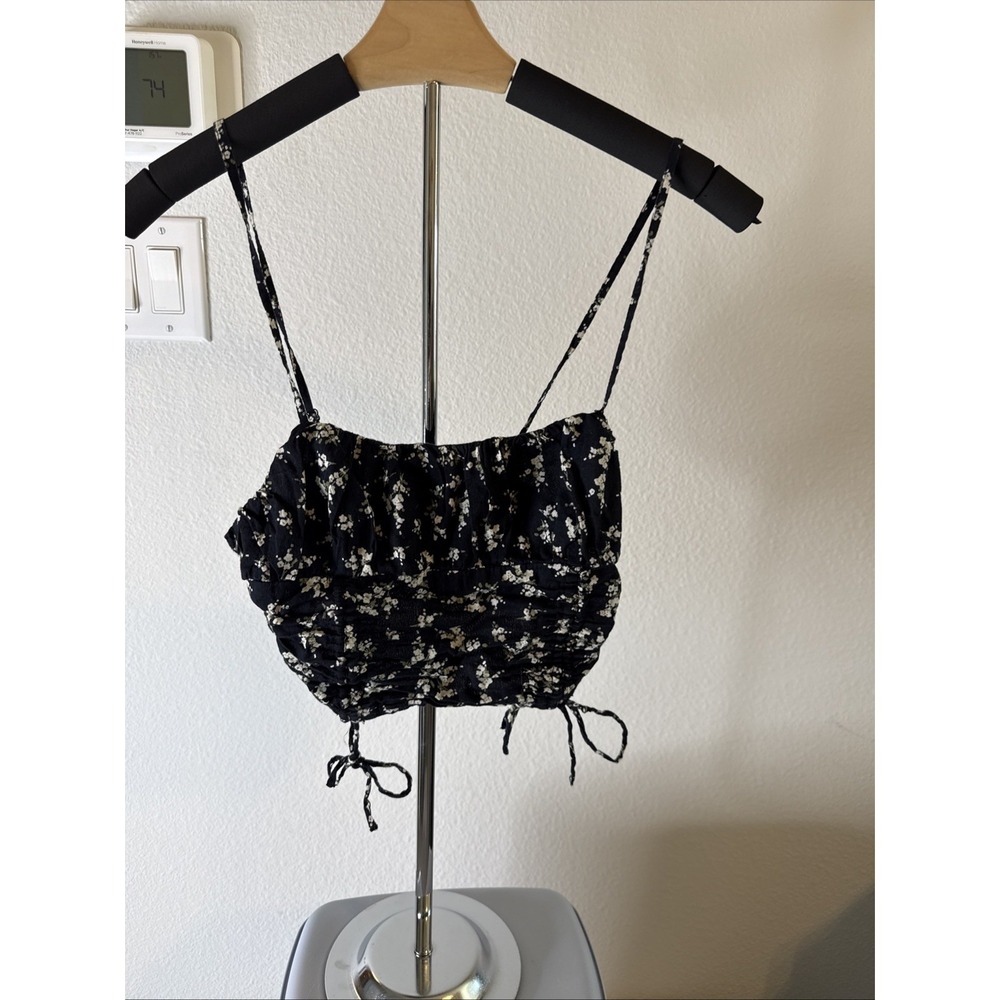 Urban Outfitters Women's Floral‎ Drawstring Tube Top Black Size XS